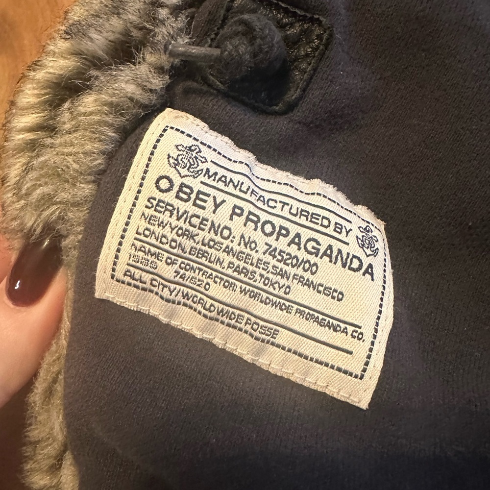 OBEY Propaganda Womens Small Y2K Hooded Faux Fur Lined Utility Parka Jacket - Picture 10 of 12